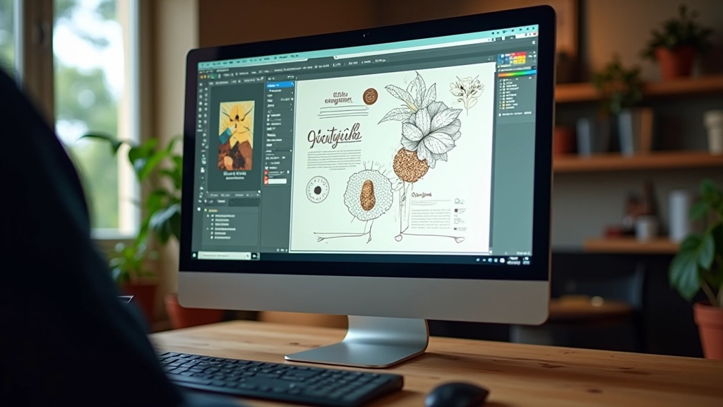 Camadas de design no Illustrator mostrando integração de ilustração desenhada com elementos vetoriais, demonstrando técnica de composição em camadas