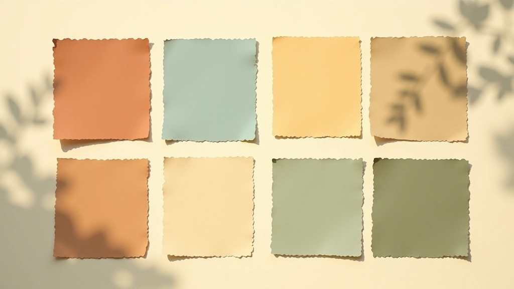 Paleta de cores vintage em padrão geométrico, mostrando tons terracota, azul acinzentado, ocre e verde musgo harmoniosamente combinados