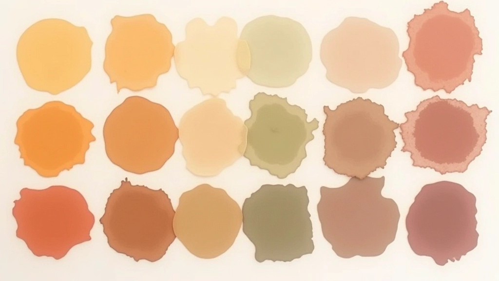 Painel com amostras de cores vintage lado a lado mostrando tons terrosos, pastéis e saturados — ocre, terracota, verde-oliva e rosa-envelhecido